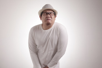 Funny Asian Man Crying When Peeing