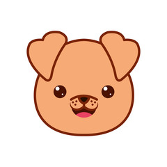 Cute kawaii dog cartoon line and fill style icon vector design