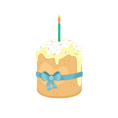 Easter illustration with a kulich and a candle.