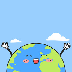 Naklejka premium Cute earth cartoon for background