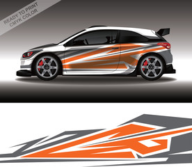 Obraz premium Car wrap decal design vector, custom livery race rally car vehicle sticker and tinting.