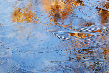 Close-up of an abstract ice pattern found on a lake surface