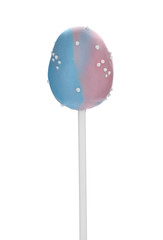 Delicious egg shaped cake pop isolated on white. Easter holiday