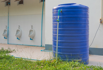 The water tank used to store water for public toilets. The body is made of fiberglass. This type of water tank is resistant to corrosion..