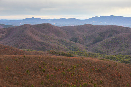 Winter View Of The Blue Ridge Mountains From The Appalachian Trail In Amherst County, Virginia