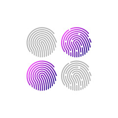Fingerprint biometric identification vector icon. Finger print purple and pink gradient simple symbol.