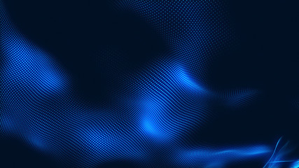 Dot white blue wave light screen gradient texture background. Abstract  technology big data digital background. 3d rendering.