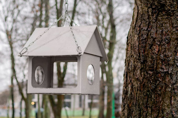 Suspended bird house in the Park