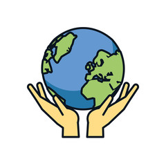hands with world planet earth