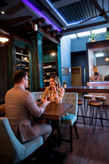 Young couple enjoying lunch in the restaurant