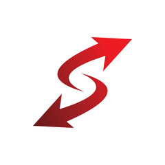 red color arrow letter s logo design