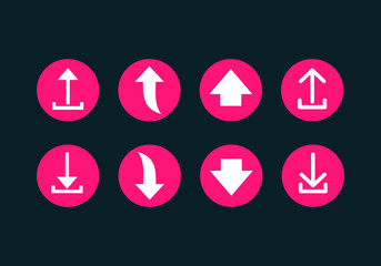 Modern Download and Upload Icons set,  Flat icons design