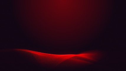 Dot red purple wave line light gradient dark background. Abstract  technology big data digital background. 3d rendering.