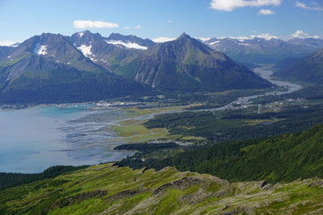 Naklejka na ściany i meble Bautiful view on the bay from mountains in Seaword Alaska