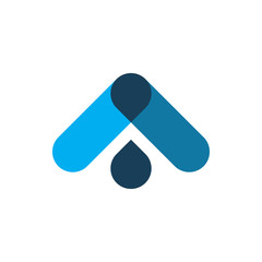 triangle blue color arrow water drop logo design