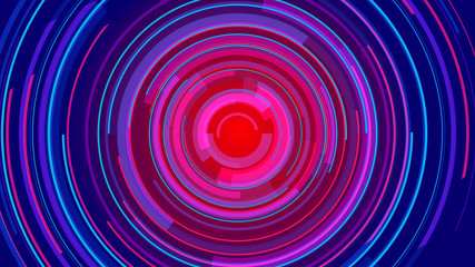 Naklejka premium Circle neon lines technology Hi-tech blue background. Abstract graphic digital future concept design.