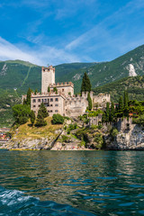 Fototapeta premium Beautiful peaceful lake Garda, Italy. Malcesine. An Old Town.