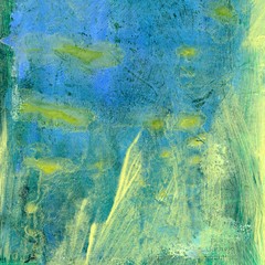 Abstract painted texture in blue and green