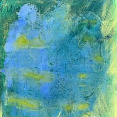 Abstract painted texture in blue and green