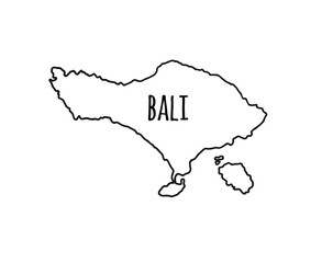 Vector hand drawn outline doodle sketch Bali map silhouette isolated on white background
