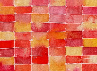Red orange and yellow watercolor abstract rectangles