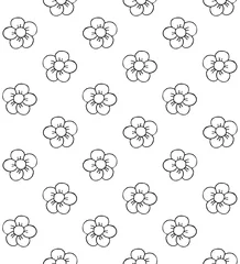 Fototapete Rund Vector seamless pattern of hand drawn doodle sketch outline flowers isolated on white background © Sweta
