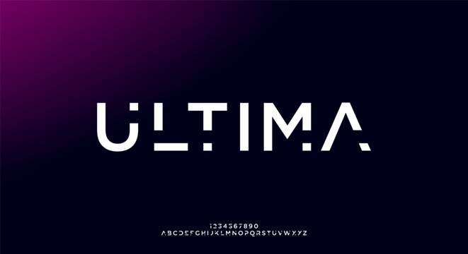 Ultima, an Abstract technology futuristic alphabet font. digital space typography vector illustration design