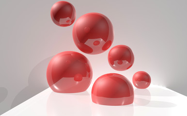 Glossy balls on the background. Reflection. Geometric figures. 3D-rendering