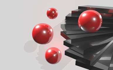 Glossy balls on the background. Reflection. Geometric figures. 3D-rendering