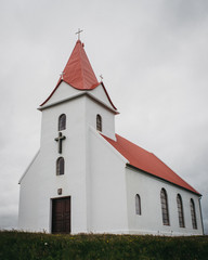 Typical Rural Icelandic Church on a cloudy day.