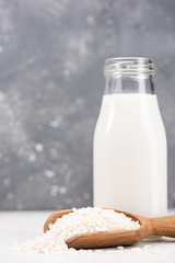 Alternative Non Dairy Rice Milk. Diet and Nutrition Concept