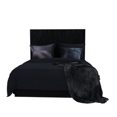 A 3D rendered witchy gothic bed with pillows in an isolated white background.