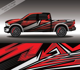 Obraz premium Car wrap decal design vector, custom livery race rally car vehicle sticker and tinting.