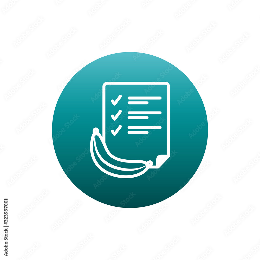 Aufkleber banana and document block gradient style icon vector design