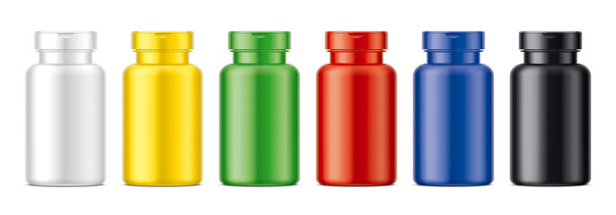 Set of Colored Bottles. Matt non-transparent version. 