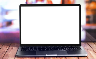 laptop showing blank screen in blur background