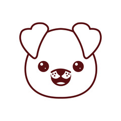 Cute kawaii dog cartoon line style icon vector design