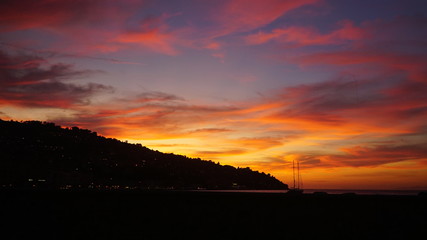 Fototapeta na wymiar sunset over porto santo stefano