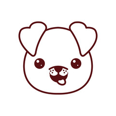 Cute kawaii dog cartoon line style icon vector design