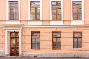 Windows in the buildings. Helsinki city architecture