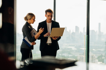 Corporate business team meeting discussion and startup concept. Coworking team meeting. Group of...