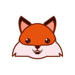 Cute kawaii fox cartoon line and fill style icon vector design
