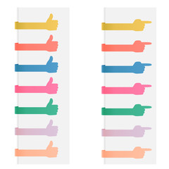 Vector thumbs up shaped paper tags collection