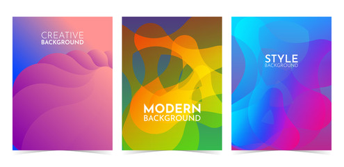 Modern, creative, style abstract covers set. Cool gradient shapes composition. Eps10 vector.  Vertical illustration. Minimum vector coverage. Creative fluid backgrounds from current forms to design 