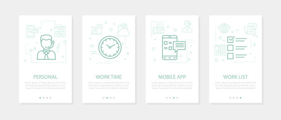 Vector four vertical mobile banners - online support - personal