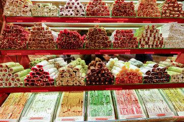 Tukish delight (lokum) at Spice Market / Spice Bazaar in Istanbul, Turkey