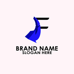 logo letter f with icon arrow vector design
