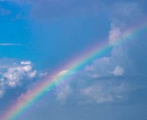 Rainbow after rain on a hot summer day in Sochi