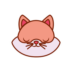 Cute kawaii cat cartoon line and fill style icon vector design