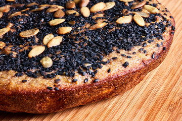 homemade baked bread with cereals and seeds